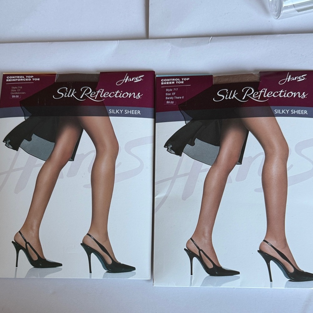Pair Hanes Silk Reflections Silky Sheer Pantyhose